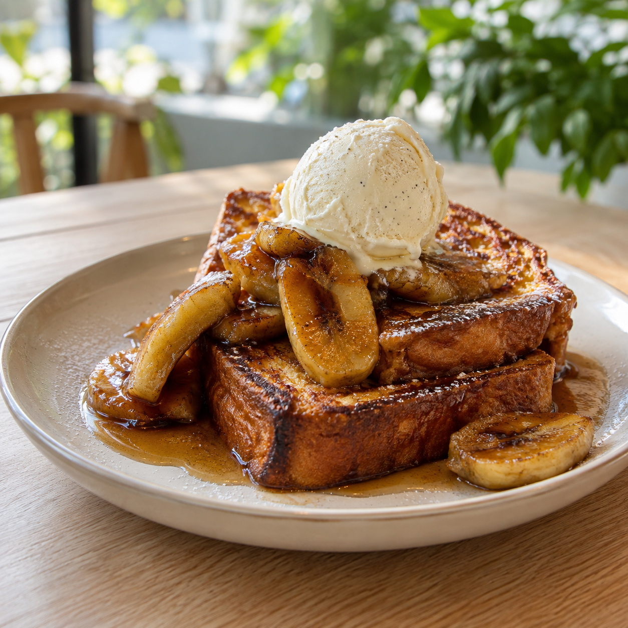 Brioche French Toast with Caramelized Bananas & Vanilla Bean Ice Cream