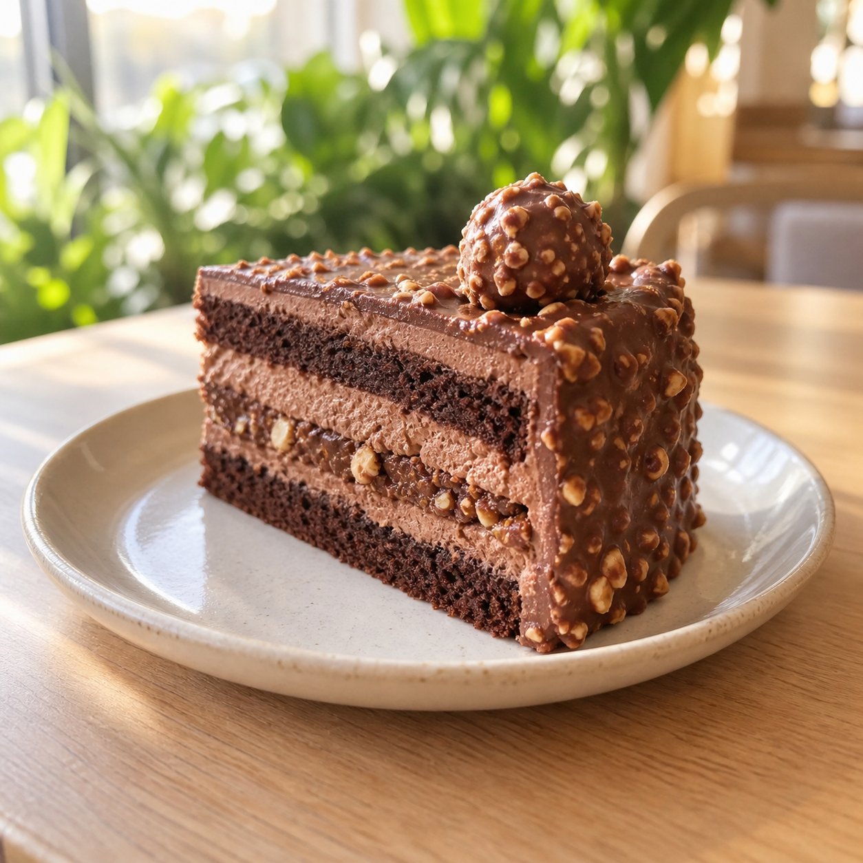 Hazelnut Rocher Slice Cake